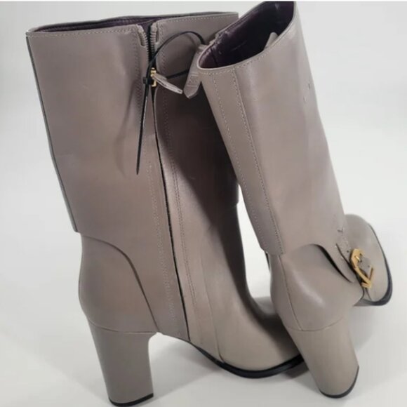 Franco Sarto Wyatt Mid Calf Leather Boot Gray New Size 9 - Picture 4 of 9